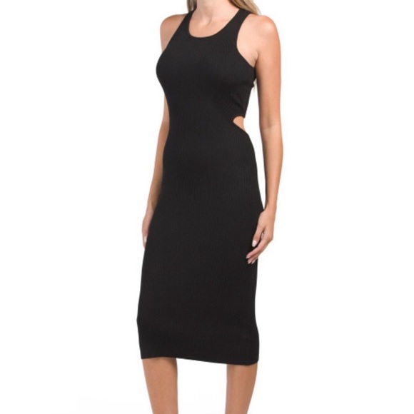 NEW House of Harlow 1960 Black Ribbed Midriff Cutout Bodycon Midi Dress - XS - Picture 15 of 15